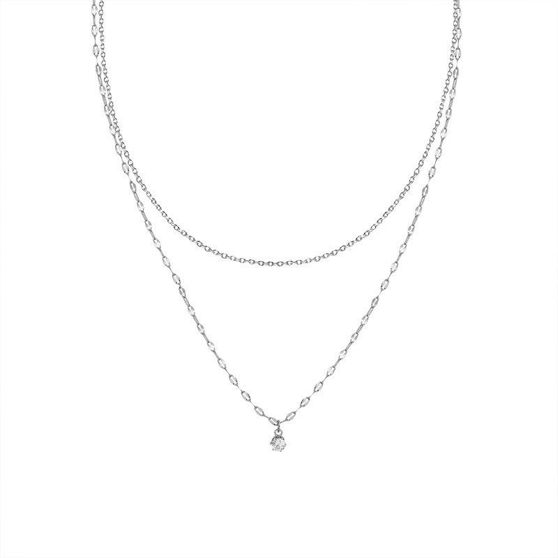 ins нишевая мода инкрустированная цирконием двухслойная цепочка на ключицу из титановой стали с покрытием из 18-каратного золота ожерелье женская мода