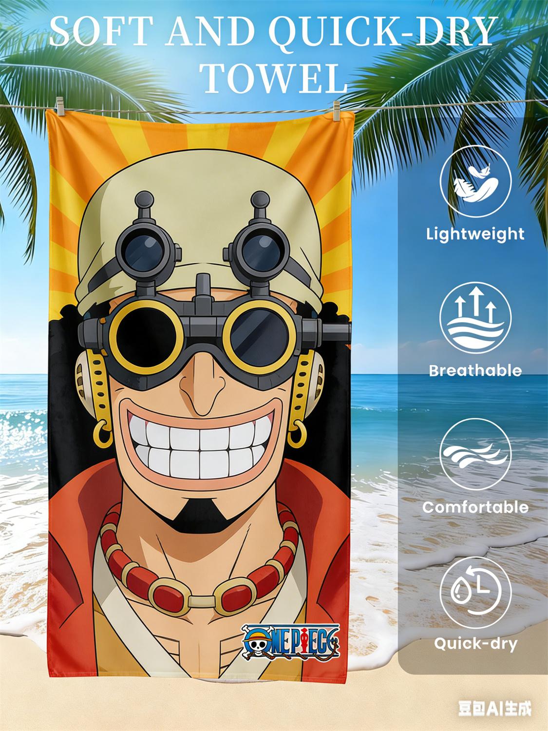 One Piece Обезьяна D. Пляжное полотенце с Луффи, Эксклюзивная лимитированная серия для фанатов аниме, Банное полотенце на пиратскую тематику для пляжа, бассейна и ванной комнаты W40*H60(CM)
One Piece Обезьяна D. Пляжное полотенце с Луффи, Эксклюзивная лимитированная серия для фанатов аниме, Банное полотенце на пиратскую тематику для пляжа, бассейна и ванной комнаты W40*H60(CM)