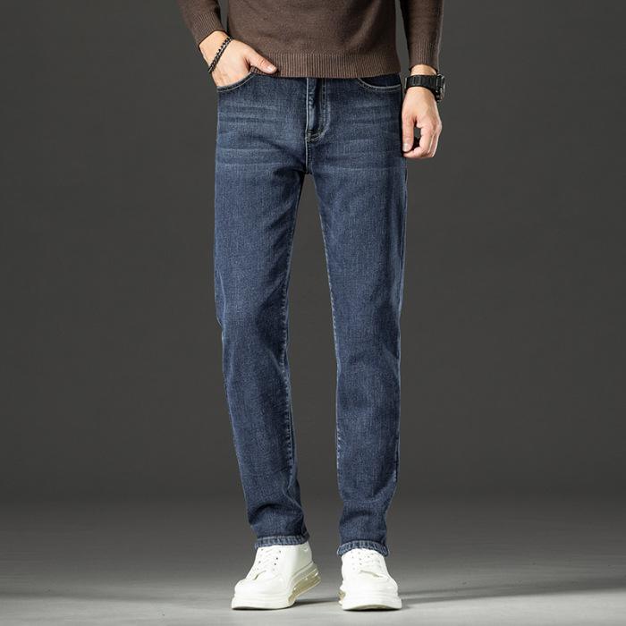 Весна и осень зима новые мужские плюшевые/обычные джинсы облегающие прямые эластичные деловые универсальные длинные брюки 40