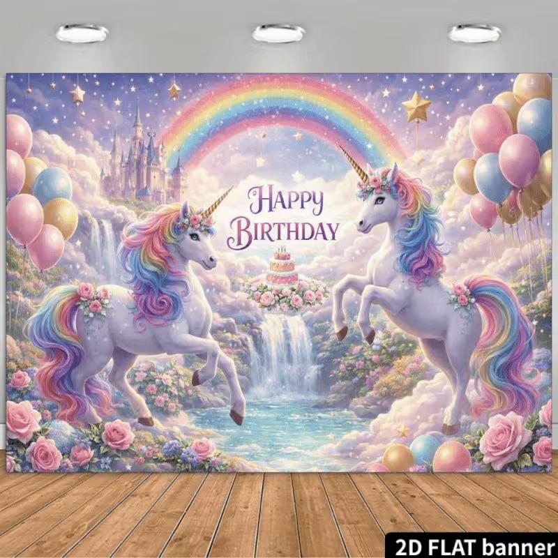 2D Happy Birthday Unicorn Backdrop Rainbow Castle Balloon Party Background 47.2x31.5inch/120*80cm
2D Happy Birthday Unicorn Backdrop Rainbow Castle Balloon Party Background 47.2x31.5inch/120*80cm