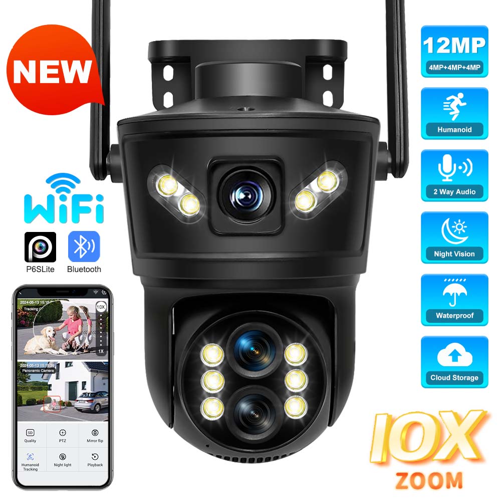 6K 12MP Wi-Fi IP Outdoor Три об єктива 10X Zoom PTZ Автоматичне відстеження Захист домашньої безпеки Відеокамера 4K 4K 8MP Camera
6K 12MP Wi-Fi IP Outdoor Три об єктива 10X Zoom PTZ Автоматичне відстеження Захист домашньої безпеки Відеокамера 4K 4K 8MP Camera