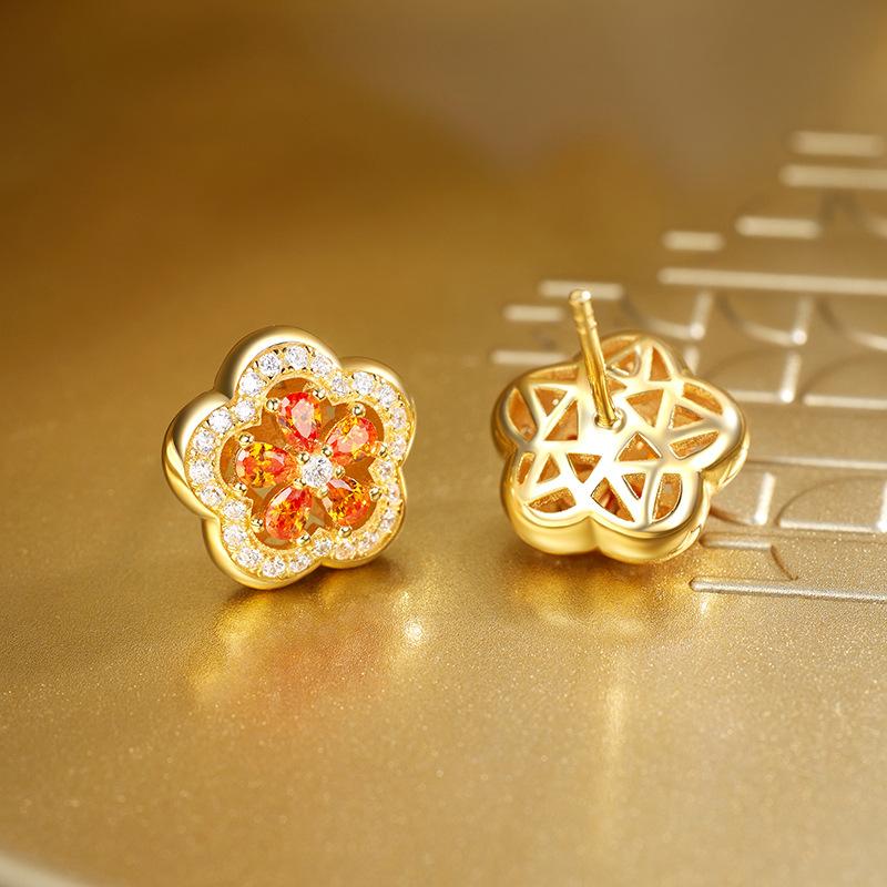 Flower stud earrings women s S925 sterling silver orange zircon diamond niche design high-end earrings earrings 925 silver
Flower stud earrings women s S925 sterling silver orange zircon diamond niche design high-end earrings earrings 925 silver