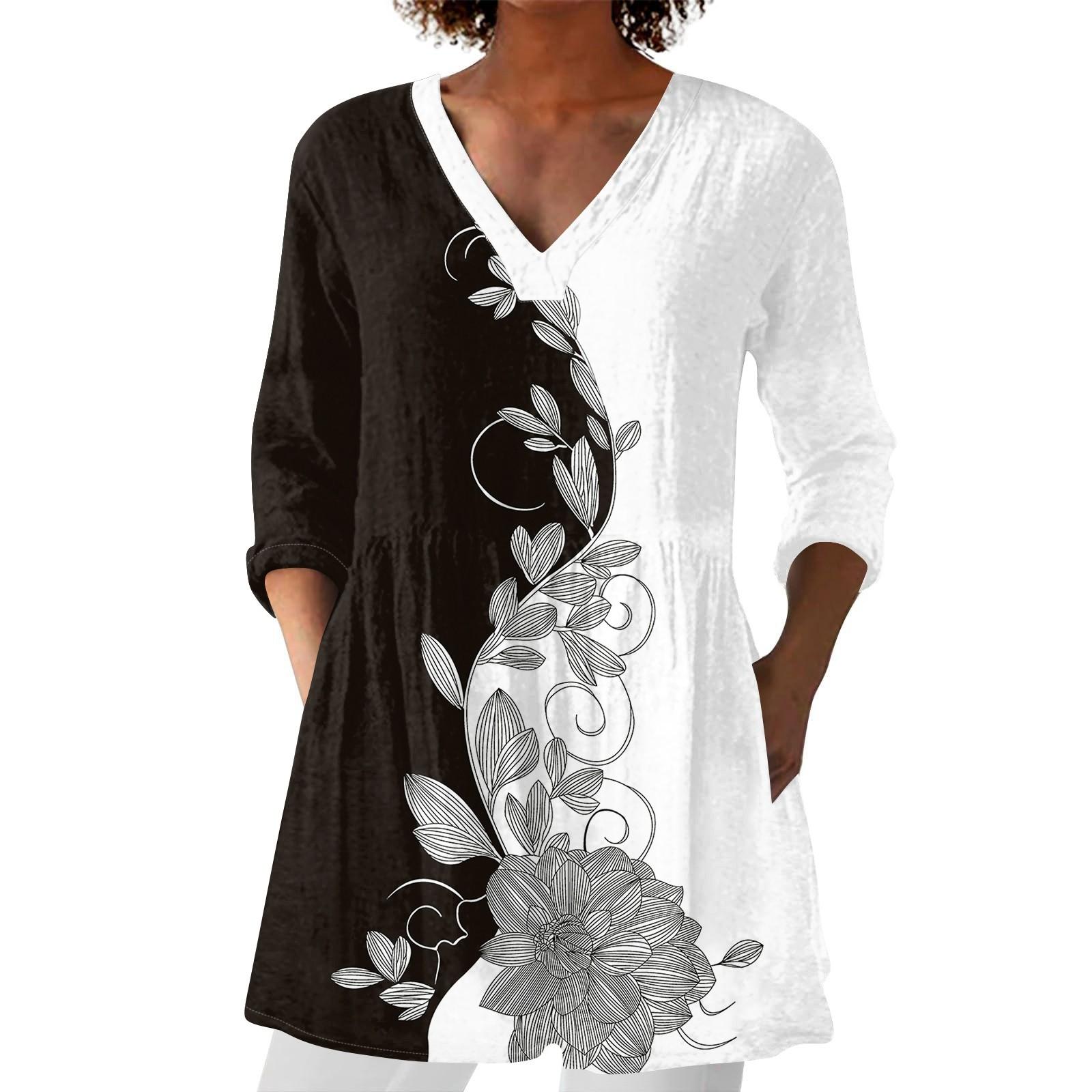 Women s Fashion Printed V Neck 3/4 Sleeve Pocket Casual Loose Fit Pullover Shirt Top L белый
Women s Fashion Printed V Neck 3/4 Sleeve Pocket Casual Loose Fit Pullover Shirt Top L белый