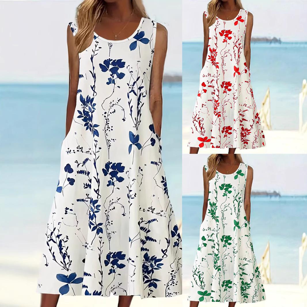 Women s Floral Print Sleeveless Dress with Pockets, Round Neck Loose Fit Summer Dress in Blue Red Green S білий
Women s Floral Print Sleeveless Dress with Pockets, Round Neck Loose Fit Summer Dress in Blue Red Green S білий