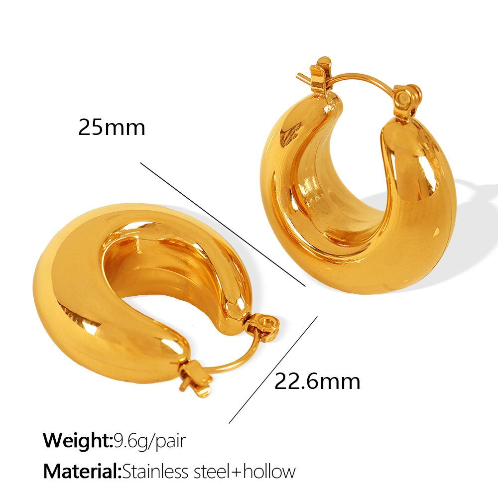 European and American Simple Thick Cylindrical Hollow Earrings Women s Titanium Steel Plated 18K Solid Smooth Earrings Jewelry 2026
European and American Simple Thick Cylindrical Hollow Earrings Women s Titanium Steel Plated 18K Solid Smooth Earrings Jewelry 2026