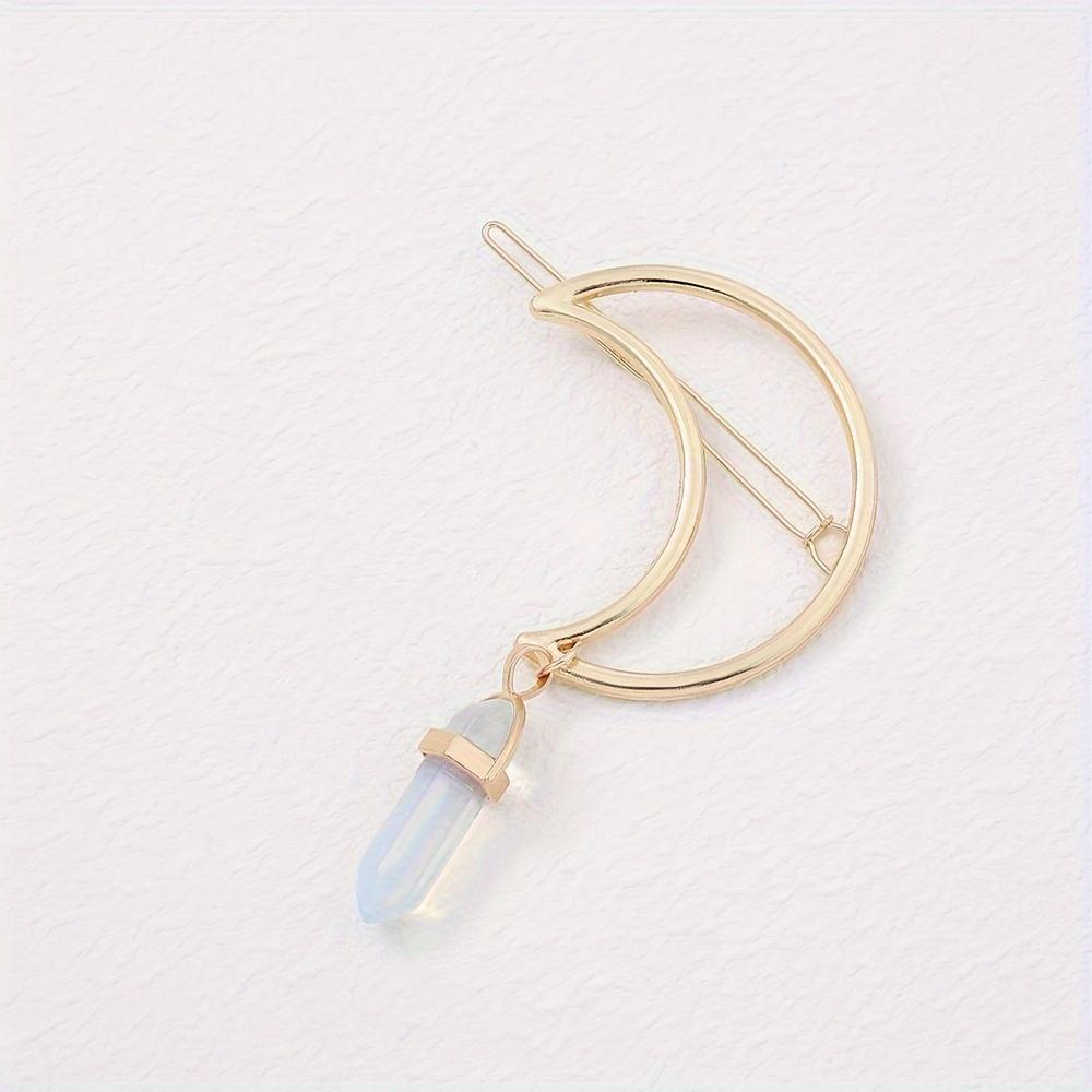 Elegant Hexagonal Column Natural Stone Pendant Crescent Metal Hair Clip for Women, Simple Style Hair Accessory
Elegant Hexagonal Column Natural Stone Pendant Crescent Metal Hair Clip for Women, Simple Style Hair Accessory