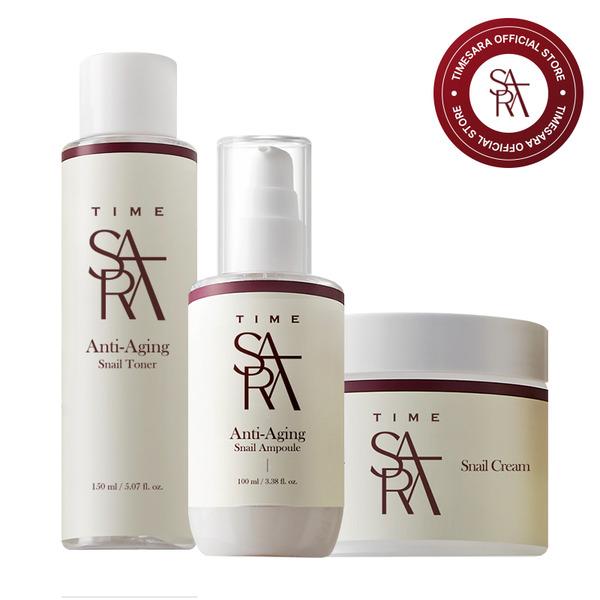 TIME SARA Anti-Aging Snail Toner + Ampoule + Cream Set TIME SARA Snail Toner + Ampoule + Cream
TIME SARA Anti-Aging Snail Toner + Ampoule + Cream Set TIME SARA Snail Toner + Ampoule + Cream