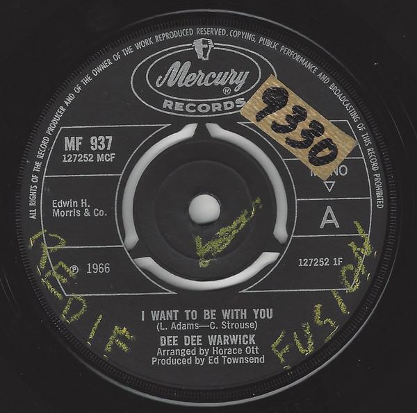 7inch Record DEE DEE WARWICK - I Want To Be With You MF937,127252MCF Mercury 1966 UK Soul/Funk Used
7inch Record DEE DEE WARWICK - I Want To Be With You MF937,127252MCF Mercury 1966 UK Soul/Funk Used