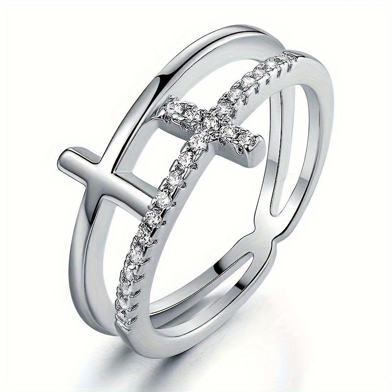 Huitan Simple Stylish Rings Female Exquisite Double-layer Cross Design Finger Accessories Lady All-matching Trendy Party Zircon 6
Huitan Simple Stylish Rings Female Exquisite Double-layer Cross Design Finger Accessories Lady All-matching Trendy Party Zircon 6