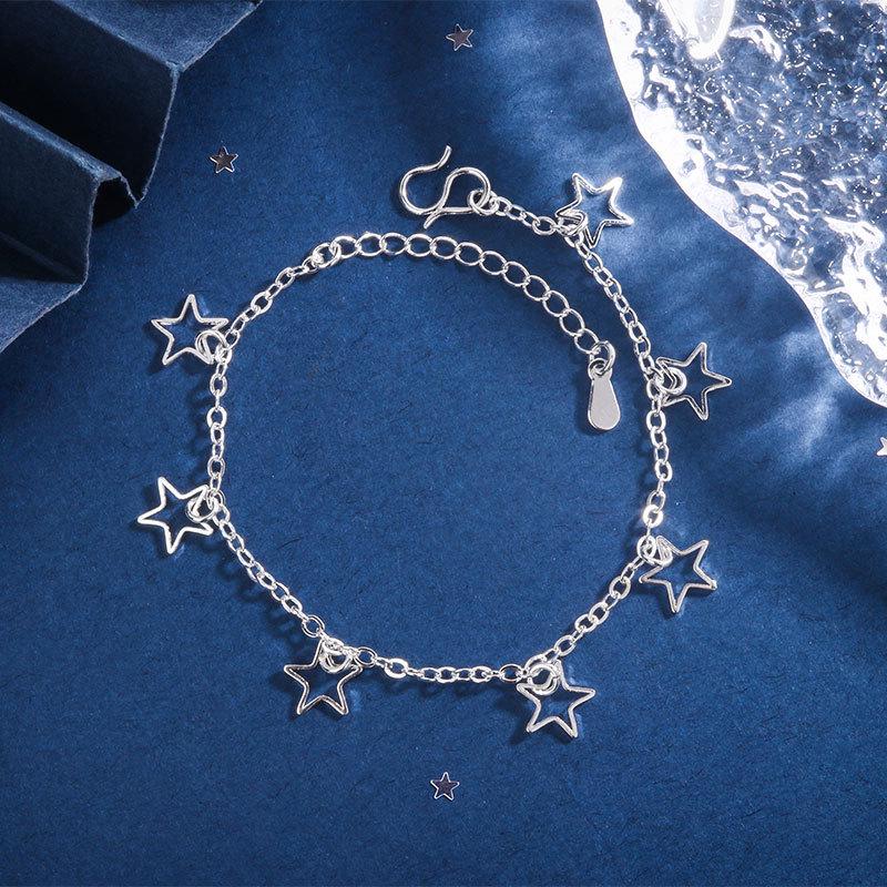 S925 Sterling Silver Korean Style Bracelet with Bell, Star, and Smiley Charms - Simple, Trendy, and Forest-Inspired for Women
S925 Sterling Silver Korean Style Bracelet with Bell, Star, and Smiley Charms - Simple, Trendy, and Forest-Inspired for Women