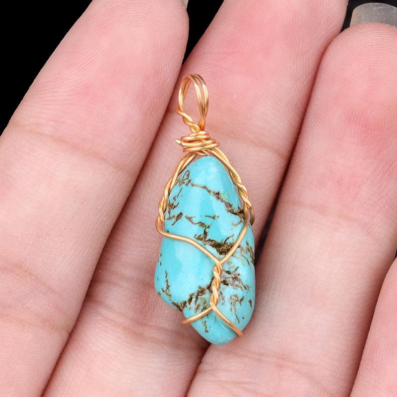 Natural Turquoise Wire Wrapped Pendant Handmade Stone Jewelry Unique Design Lightweight Necklace Accessory for Everyday Wear One Size
Natural Turquoise Wire Wrapped Pendant Handmade Stone Jewelry Unique Design Lightweight Necklace Accessory for Everyday Wear One Size
