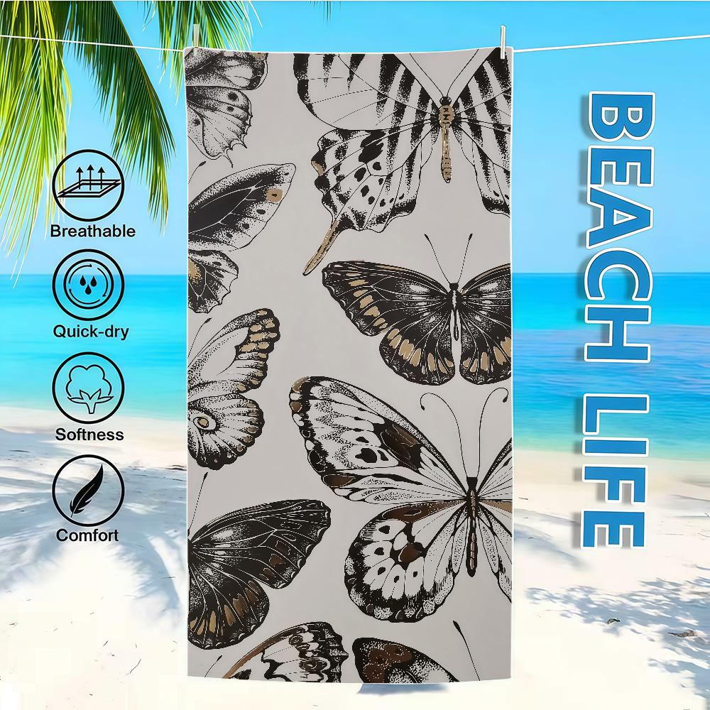Towel Textile Bathrobe Beach Quick-Drying White Swallowtail Black Lightweight Portable Camping Sequined Butterfly Pool Travel W30*H60(CM)
Towel Textile Bathrobe Beach Quick-Drying White Swallowtail Black Lightweight Portable Camping Sequined Butterfly Pool Travel W30*H60(CM)