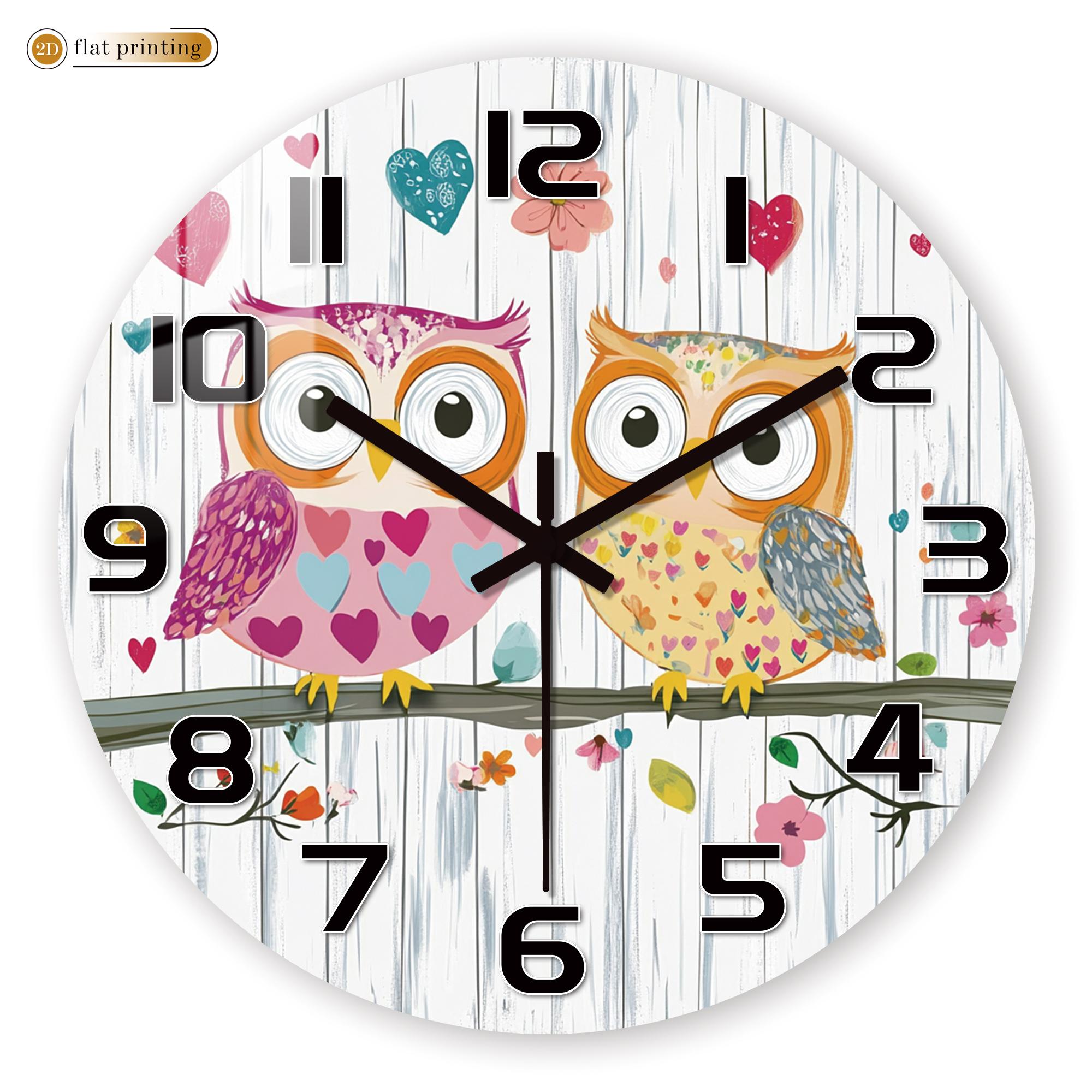 Owl Couple Wall Clock, Whimsical Heart and Flower Design, 2D Flat Printing Decorative Clock for Kids Room 10 inch
Owl Couple Wall Clock, Whimsical Heart and Flower Design, 2D Flat Printing Decorative Clock for Kids Room 10 inch