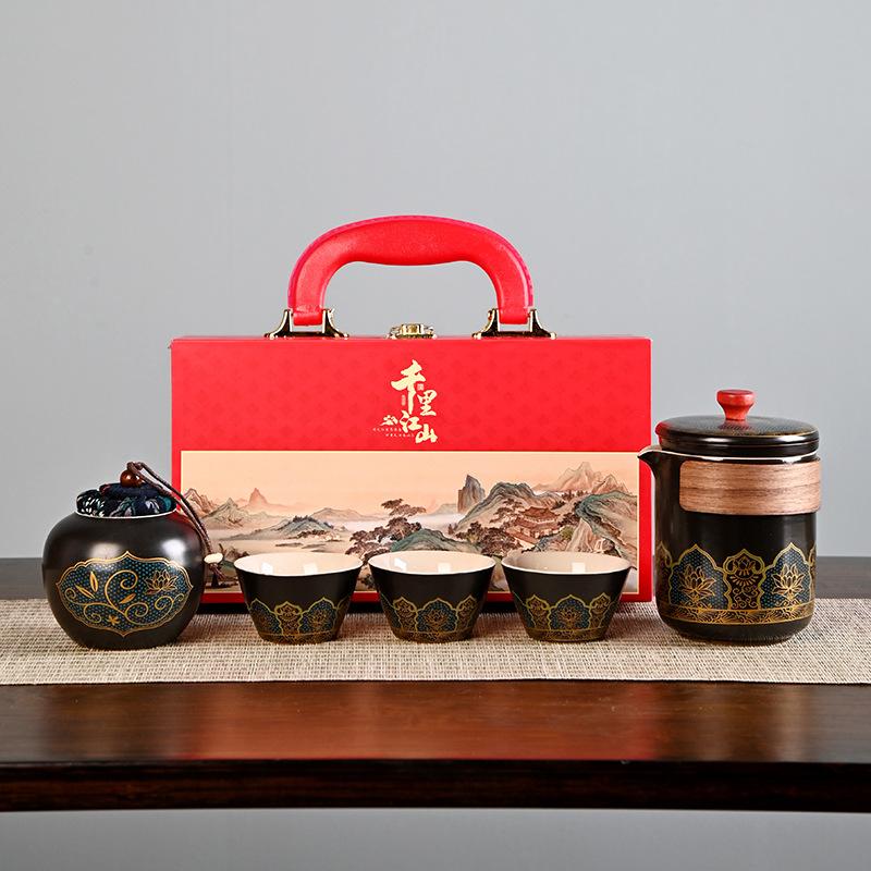 Тысячи миль Цзяншань Гочао набор для чая в древнем стиле, полный набор дорожных подарков, подарочные коробки, высокая ценность и высокий класс