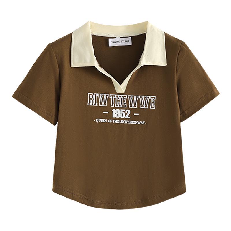 Women s Spicy Girl Polo Collar Color Block Short Sleeve T-Shirt - Irregular Slimming Summer Design L (95-105 jin)
Women s Spicy Girl Polo Collar Color Block Short Sleeve T-Shirt - Irregular Slimming Summer Design L (95-105 jin)
