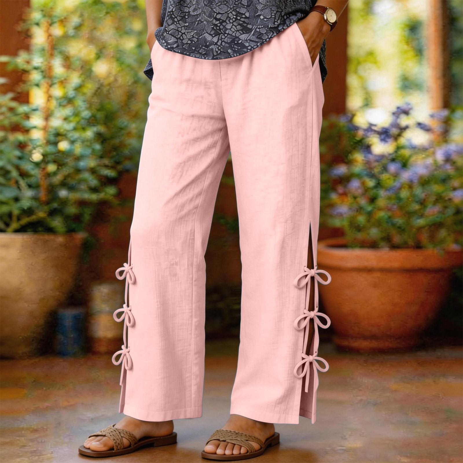 Women s Cotton And Linen Loose-fitting Color Casual Pants With Elastic Waistband, Side Slits Design. M рожевий
Women s Cotton And Linen Loose-fitting Color Casual Pants With Elastic Waistband, Side Slits Design. M рожевий
