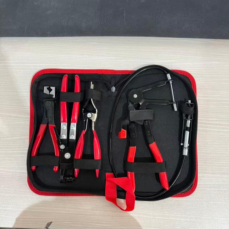 4-Piece Auto Repair Tool Set: Straight Hose Clamp Pliers with Zipper Bag for Oil Pipe and Caliper Clip Removal
4-Piece Auto Repair Tool Set: Straight Hose Clamp Pliers with Zipper Bag for Oil Pipe and Caliper Clip Removal