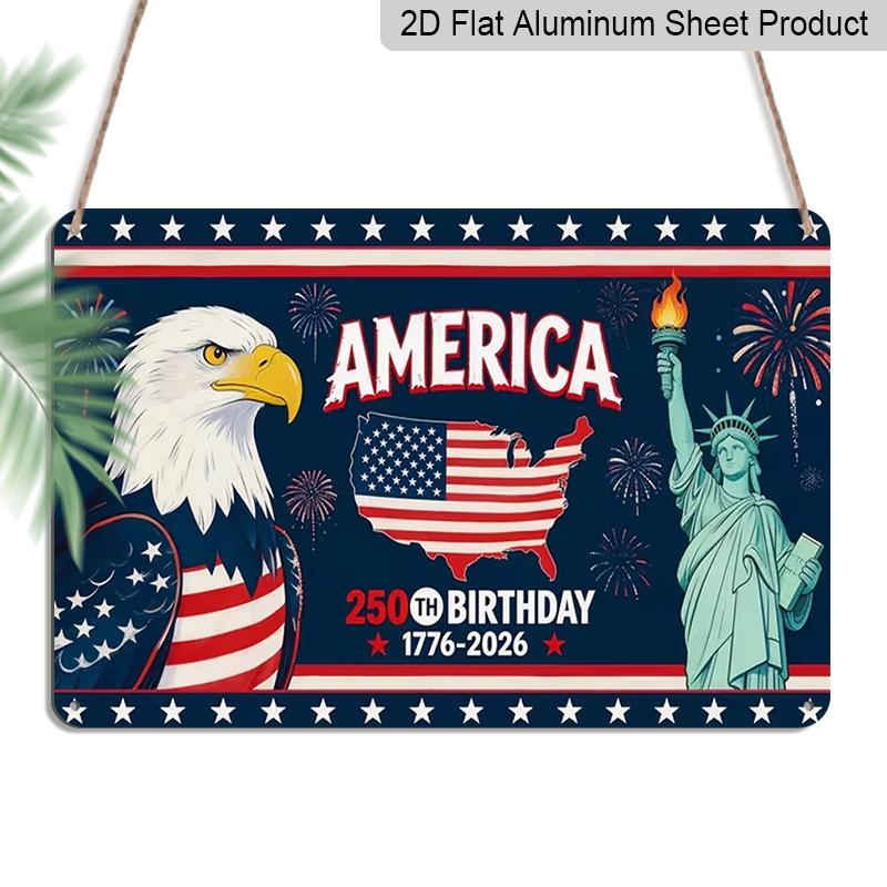 2D Flat, 1pc 250th Celebration Patriotic Plaque, 12 ×8 - American Independence Decor Sign with Eagle & Statue, Red White & Blue - Aluminium Wall 20*30cm
2D Flat, 1pc 250th Celebration Patriotic Plaque, 12 ×8 - American Independence Decor Sign with Eagle & Statue, Red White & Blue - Aluminium Wall 20*30cm