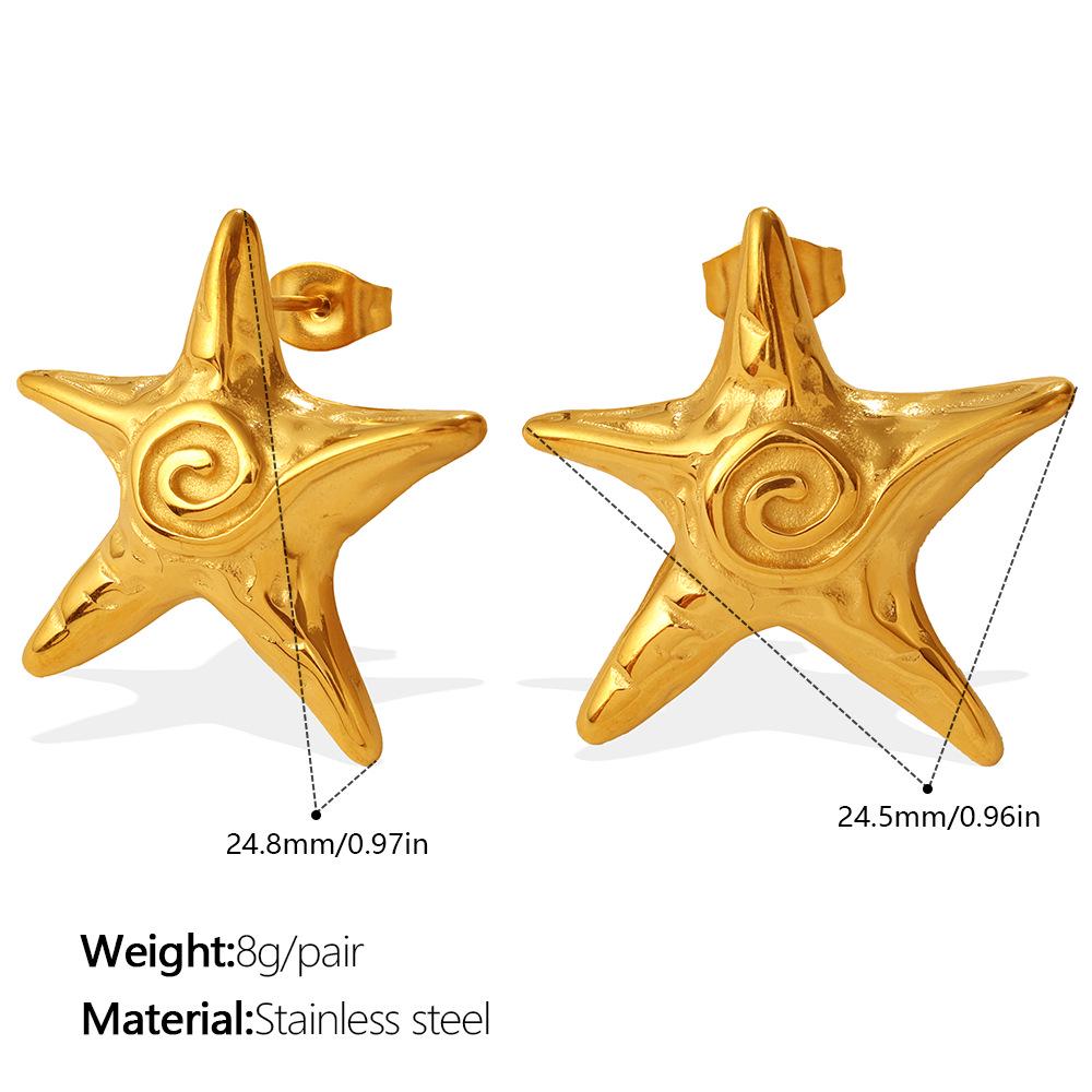 Starfish Earrings: Elegant Round Design with Spiral Pattern and Luxurious Texture
Starfish Earrings: Elegant Round Design with Spiral Pattern and Luxurious Texture