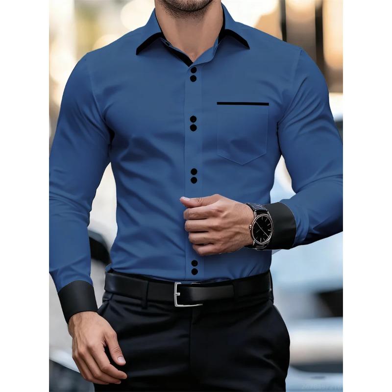 Men s Business Color Block Collar Long Sleeve Shirt, Slim Fit, Wrinkle-Free, Black and White Patchwork Shirt, Men s Fashion Top S
Men s Business Color Block Collar Long Sleeve Shirt, Slim Fit, Wrinkle-Free, Black and White Patchwork Shirt, Men s Fashion Top S