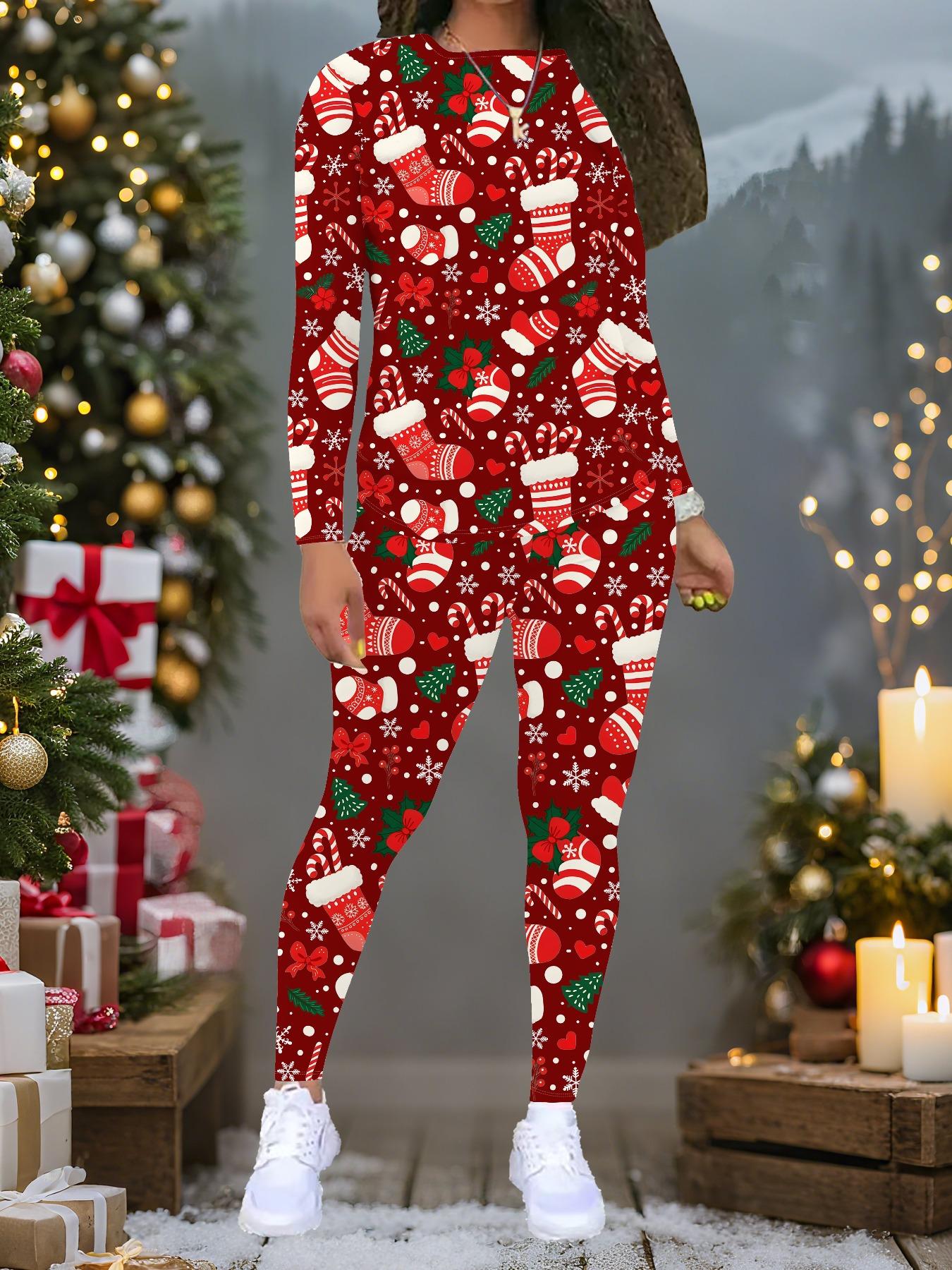 Жіночий різдвяний костюм-двійка з принтом: Топ з довгим рукавом та круглим вирізом і штани, святковий лімітований повсякденний костюм для вечірки в подарунок XL червоний
Жіночий різдвяний костюм-двійка з принтом: Топ з довгим рукавом та круглим вирізом і штани, святковий лімітований повсякденний костюм для вечірки в подарунок XL червоний