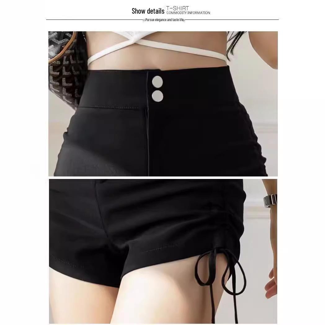 Petite Lace-Up High Waist Slimming A-Line Casual Shorts for Women - Summer Hot Pants with Drawstring Small чорний
Petite Lace-Up High Waist Slimming A-Line Casual Shorts for Women - Summer Hot Pants with Drawstring Small чорний
