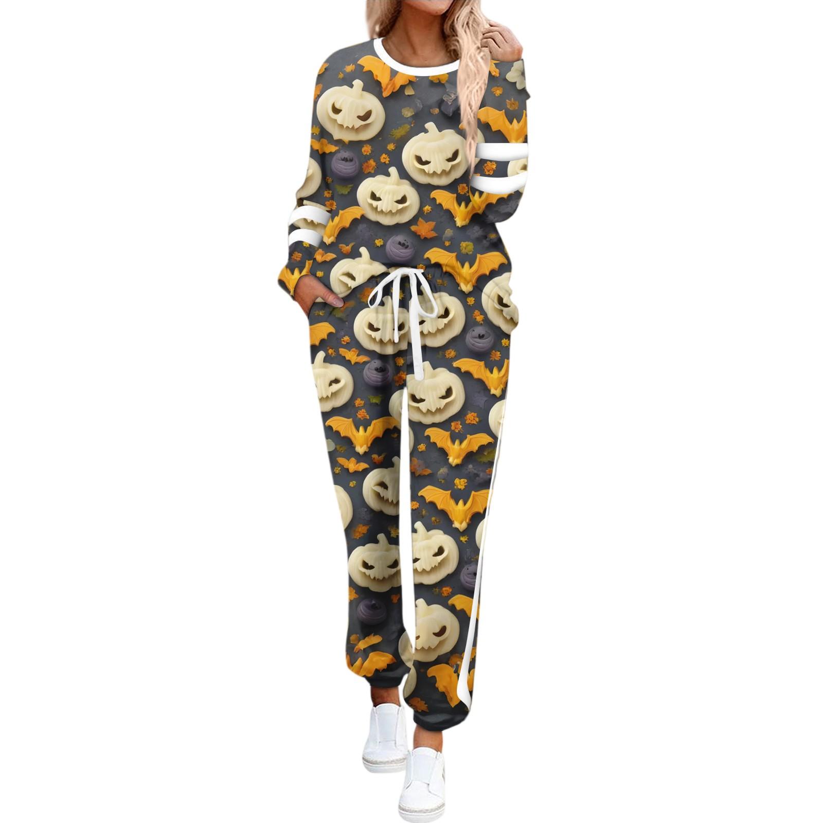 Women s Round Neck Long Sleeve Suit Halloween Printed Casual Suit Long Pants With Pockets S
Women s Round Neck Long Sleeve Suit Halloween Printed Casual Suit Long Pants With Pockets S
