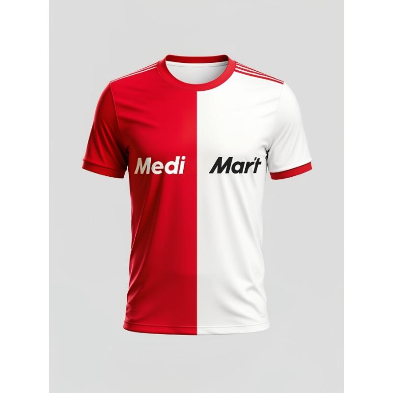 A red and white short-sleeved sportswear XL
A red and white short-sleeved sportswear XL