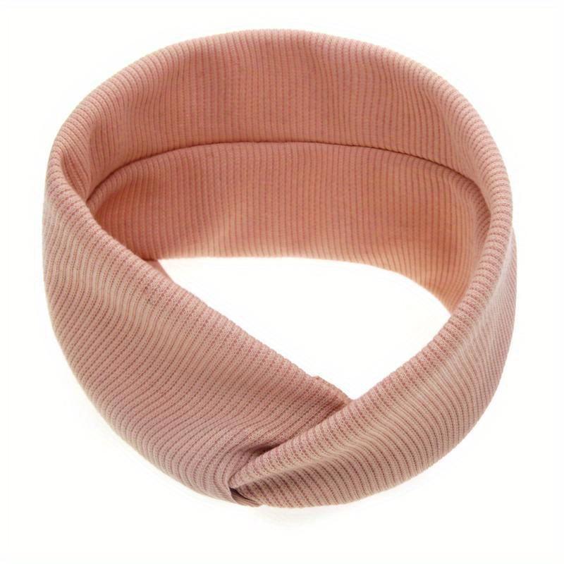 Новая однотонная повязка на голову с узлом для маленьких девочек, эластичные повязки на голову, милый цветной головной убор розовый