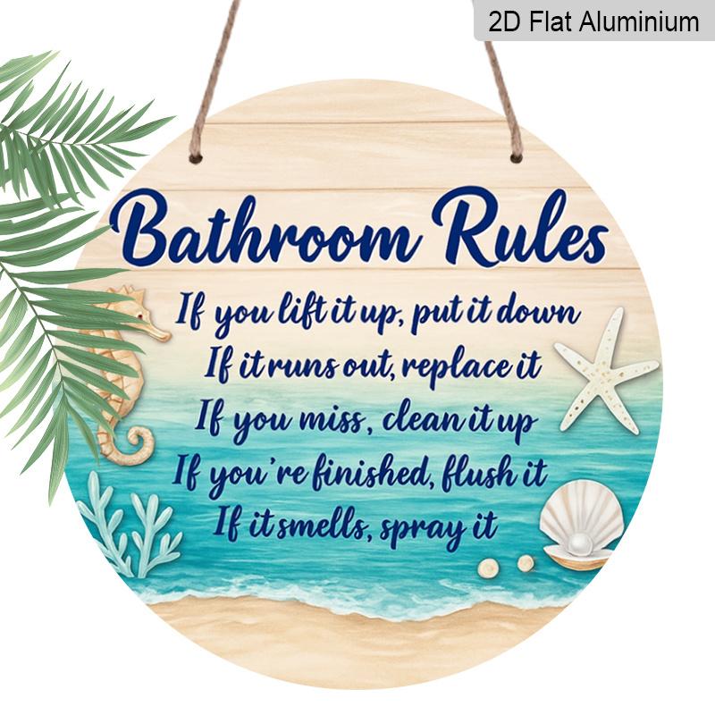 2D Flat, 1pc Round Aluminum Bathroom Rules Coastal Sign, Funny Seahorse & Seashell Beach Themed Metal Plaque, Waterproof & Rustproof, Perfect for 7.87×7.87inch
2D Flat, 1pc Round Aluminum Bathroom Rules Coastal Sign, Funny Seahorse & Seashell Beach Themed Metal Plaque, Waterproof & Rustproof, Perfect for 7.87×7.87inch