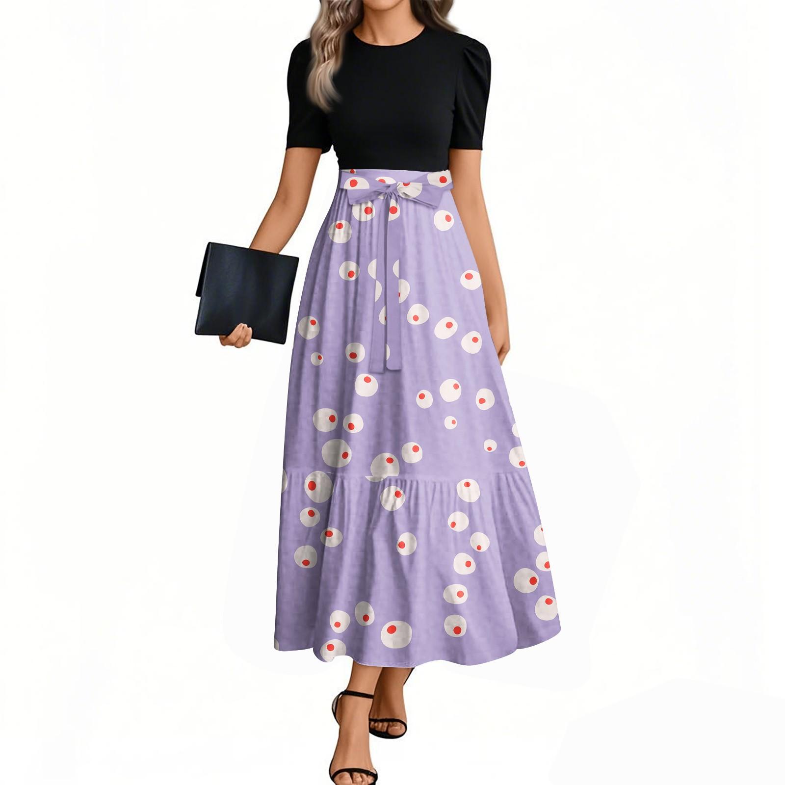 Жіноча модна повсякденна сукня з коротким рукавом і круглим вирізом із квітковими швами, елегантна темпераментна сукня фіолетовий
Жіноча модна повсякденна сукня з коротким рукавом і круглим вирізом із квітковими швами, елегантна темпераментна сукня фіолетовий