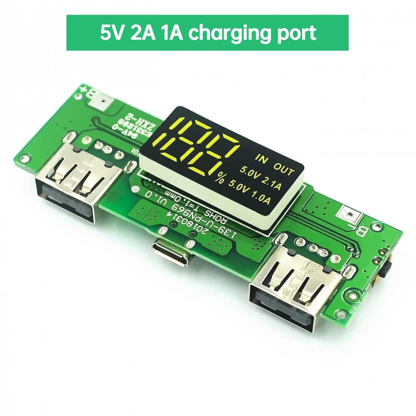 LED Dual USB 5V 2.4A Micro/Type-C USB Mobile Power Bank 18650 Модуль зарядки Літієва батарея Плата зарядного пристрою Захист схеми 5V 2A 1A charging port
LED Dual USB 5V 2.4A Micro/Type-C USB Mobile Power Bank 18650 Модуль зарядки Літієва батарея Плата зарядного пристрою Захист схеми 5V 2A 1A charging port