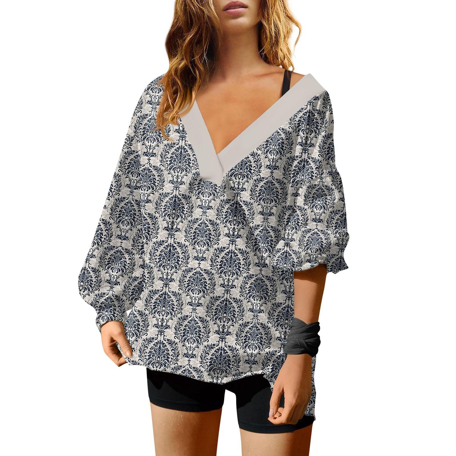 Женская мода ретро принтованный V-образный вырез длинный рукав свободный пуловер свитшот топ L тёмно-синий
Женская мода ретро принтованный V-образный вырез длинный рукав свободный пуловер свитшот топ L тёмно-синий