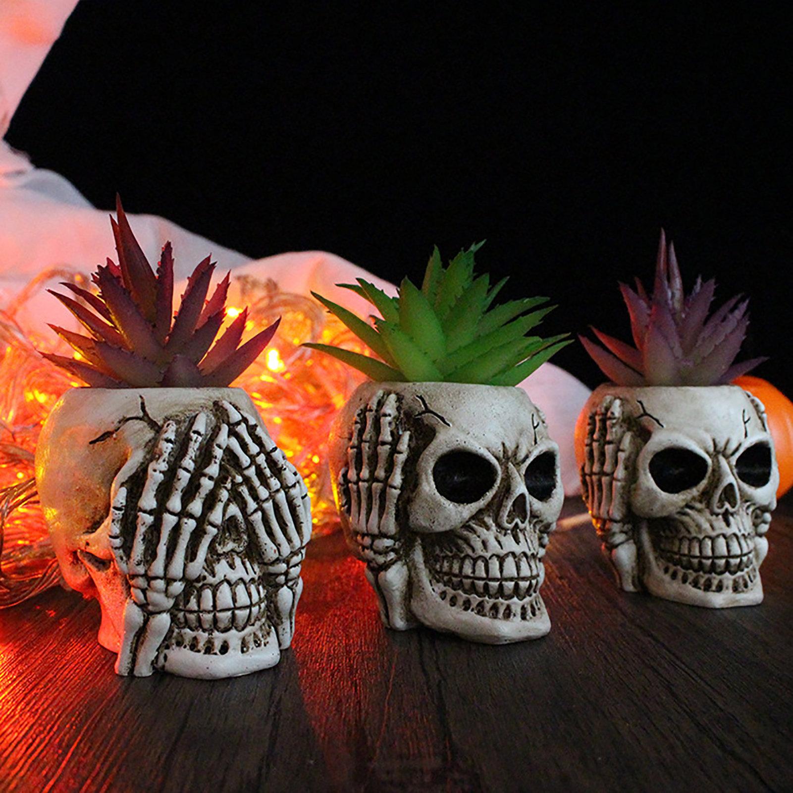 Planter Pot 3Pcs Resin Skull Head Flower Pots Creative Pot Candy Container Flowerpot Funny Planter Plant Bowl For Gothic Decor CN
Planter Pot 3Pcs Resin Skull Head Flower Pots Creative Pot Candy Container Flowerpot Funny Planter Plant Bowl For Gothic Decor CN