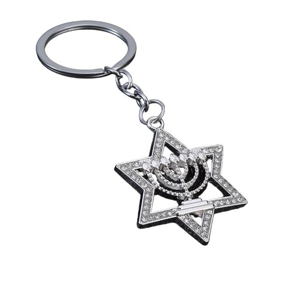 Keychain Pendant Sparkling Rhinestones Hexagram Shape Zinc Alloy Key Holder with Chain Buckle Design Backpack Accessory срібний
Keychain Pendant Sparkling Rhinestones Hexagram Shape Zinc Alloy Key Holder with Chain Buckle Design Backpack Accessory срібний