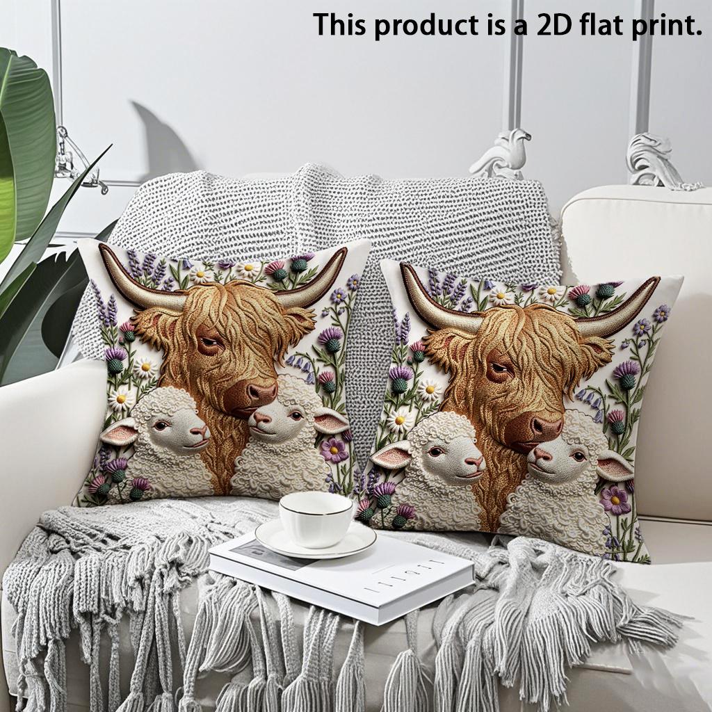 2pcs Highland Cow and Lambs Floral Throw Pillow Cover 2D Flat Print Farmhouse Soft Cushion Case for Home Sofa Decor 45x45cm-2pcs
2pcs Highland Cow and Lambs Floral Throw Pillow Cover 2D Flat Print Farmhouse Soft Cushion Case for Home Sofa Decor 45x45cm-2pcs
