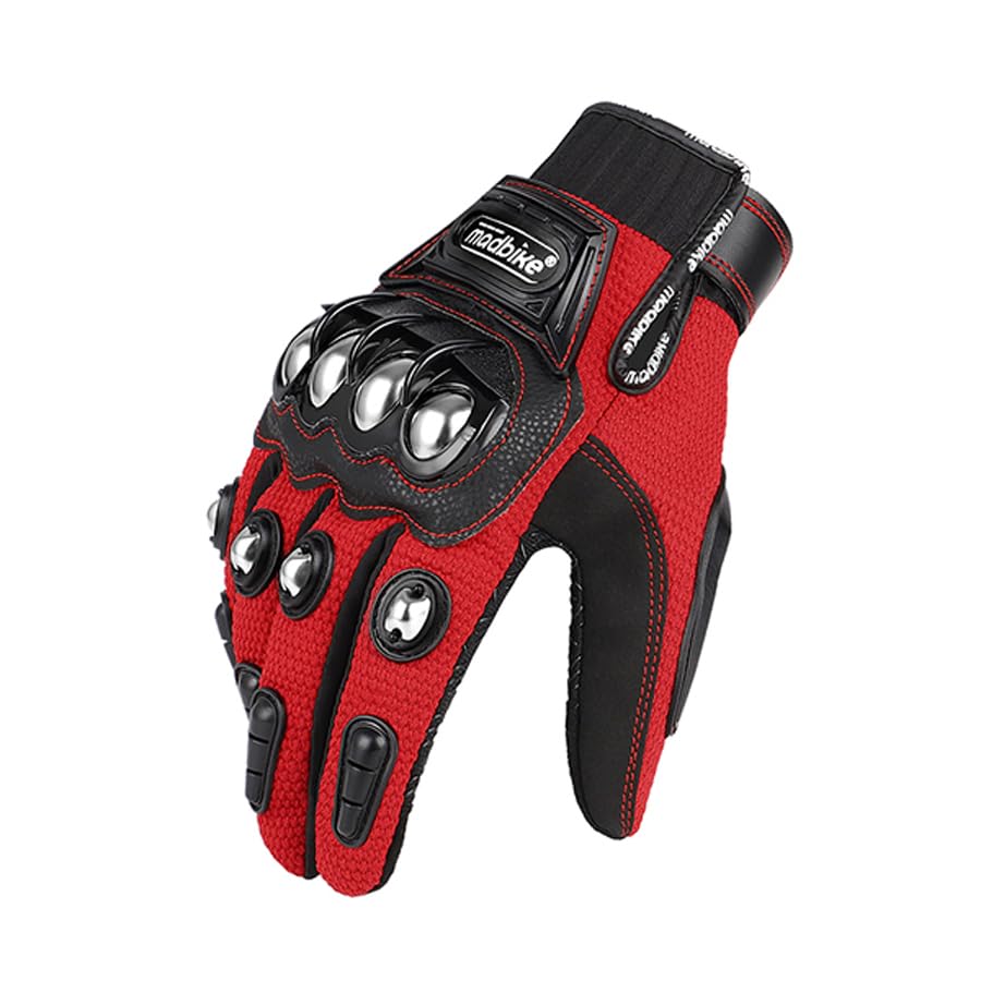 Madbike Metal Pro Tester Motorcycle Gloves for and Breathable Smartphone Touchscreen and Spring, Summer, Autumn, Mesh, Compatible, Non-Slip (Red, XL)
Madbike Metal Pro Tester Motorcycle Gloves for and Breathable Smartphone Touchscreen and Spring, Summer, Autumn, Mesh, Compatible, Non-Slip (Red, XL)