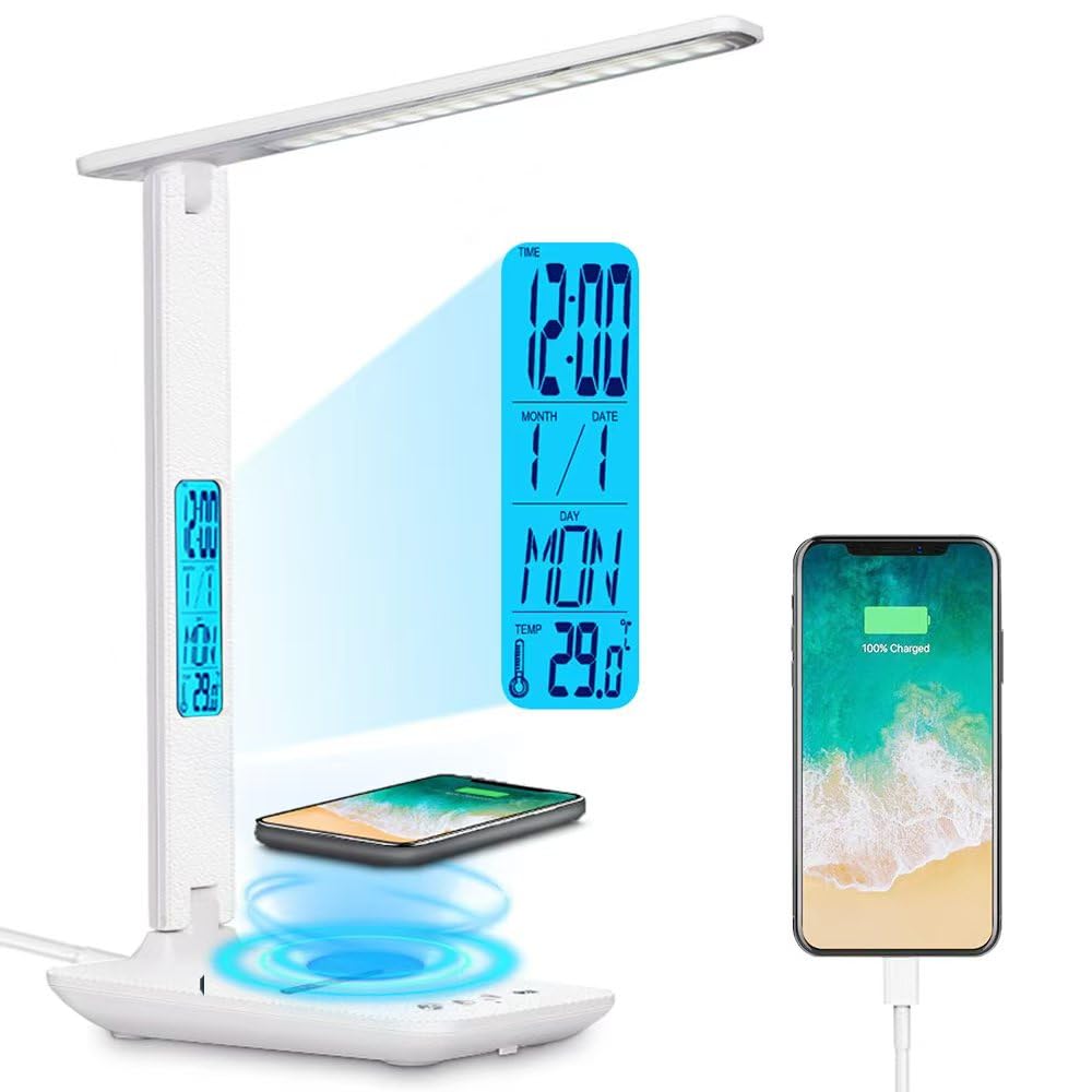 Legula LED Desk Lamp, Multifunctional Folding Table Lamp with Clock, Alarm, Temperature Display, and Smartphone Stand, Three Color Temperatures, 5
Legula LED Desk Lamp, Multifunctional Folding Table Lamp with Clock, Alarm, Temperature Display, and Smartphone Stand, Three Color Temperatures, 5