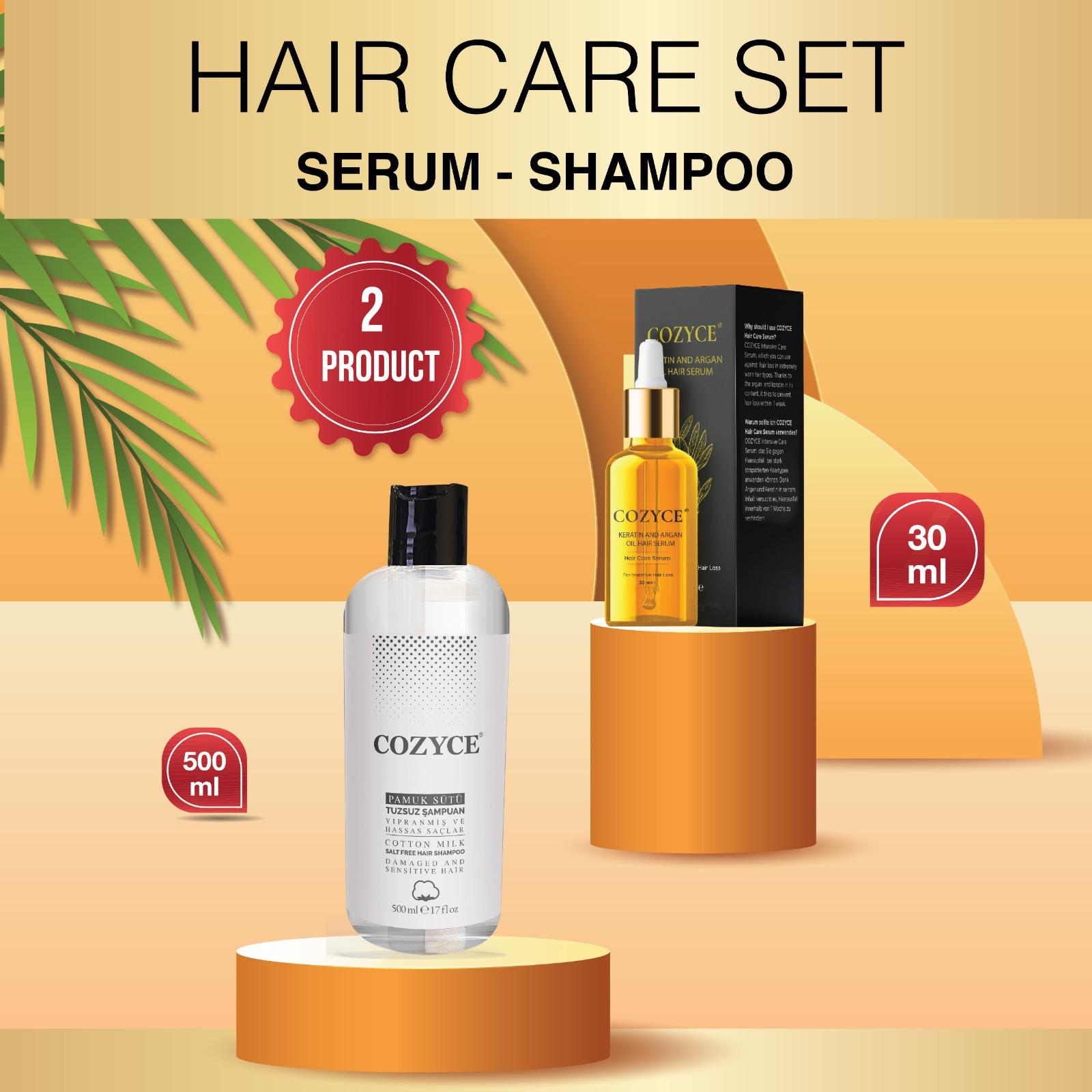 Cotton Milk & Damaged Sensitive Hair & Salt-Free Shampoo 500 ml + Hair Care Serum 30 ML & Cozyce
Cotton Milk & Damaged Sensitive Hair & Salt-Free Shampoo 500 ml + Hair Care Serum 30 ML & Cozyce