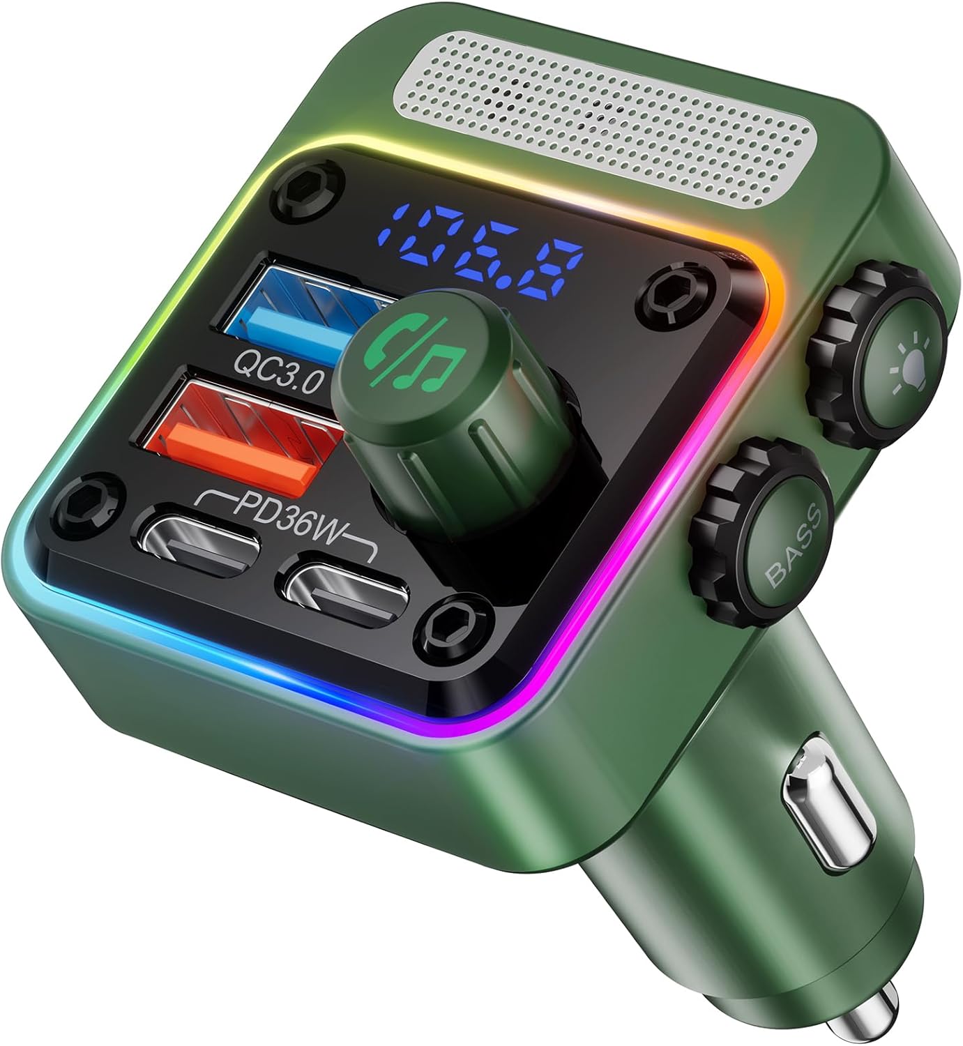 54W Bluetooth 5.3 Car Adapter with 4 Charging Ports PD 36W & QC3.0 18W, Wireless Radio FM Transmitter with Deep Bass Player зелений
54W Bluetooth 5.3 Car Adapter with 4 Charging Ports PD 36W & QC3.0 18W, Wireless Radio FM Transmitter with Deep Bass Player зелений