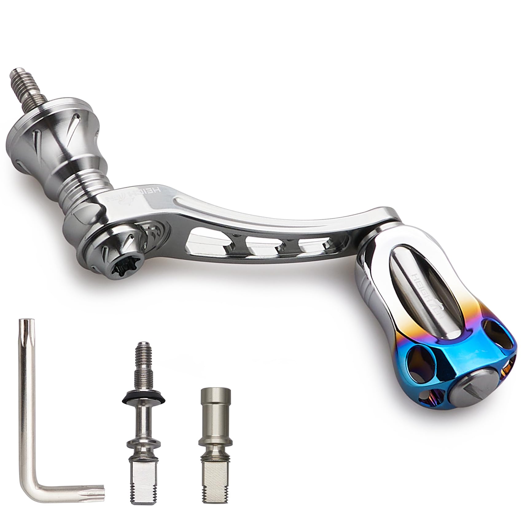 HEIGHTEN 45-50mm Variable Reel Handle with 22mm Aluminum Knob / 20mm Carbon Knob for Shimano Daiwa General Spinning Reel Arch Series 945
HEIGHTEN 45-50mm Variable Reel Handle with 22mm Aluminum Knob / 20mm Carbon Knob for Shimano Daiwa General Spinning Reel Arch Series 945