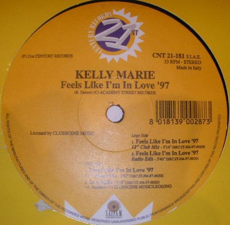 12inch Record KELLY MARIE - Feels Like I m In Love 97 CNT21181 21st Century Re 1997 Italy Dance & Electronica Used
12inch Record KELLY MARIE - Feels Like I m In Love 97 CNT21181 21st Century Re 1997 Italy Dance & Electronica Used