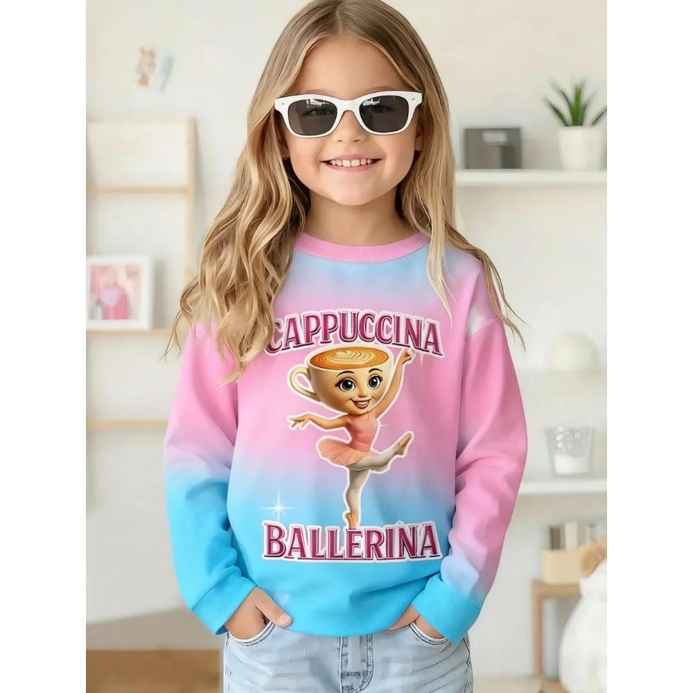 Весенне-осенние футболки с круглым вырезом и 3D-принтом «Капуччино-балерина», модные повседневные детские футболки с длинным рукавом для девочек 130
Весенне-осенние футболки с круглым вырезом и 3D-принтом «Капуччино-балерина», модные повседневные детские футболки с длинным рукавом для девочек 130