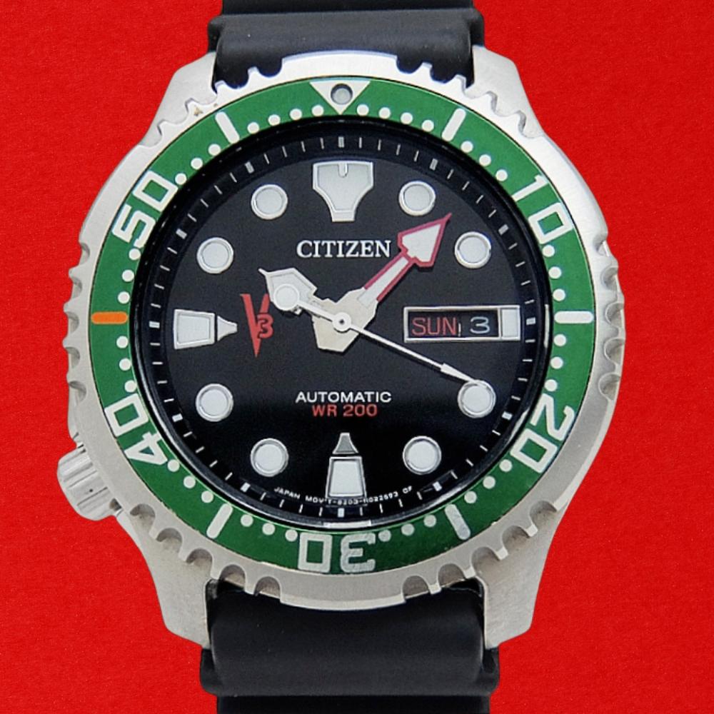 CITIZEN Kamen Rider V3 MASKED RIDER 45th Anniversary Limited Edition (500 Pieces) Ref. 8203-R008471 | Stainless Steel | Black Dial | Rubber Strap | Automatic Used
CITIZEN Kamen Rider V3 MASKED RIDER 45th Anniversary Limited Edition (500 Pieces) Ref. 8203-R008471 | Stainless Steel | Black Dial | Rubber Strap | Automatic Used