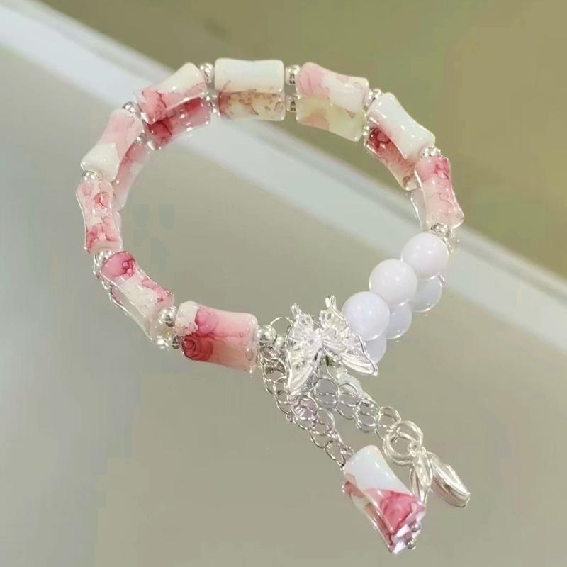 Bamboo Style Butterfly Milky Pink Bead Elastic Bangles Girl Bilezik Bracelet Women Jewelry Pulseras
Bamboo Style Butterfly Milky Pink Bead Elastic Bangles Girl Bilezik Bracelet Women Jewelry Pulseras