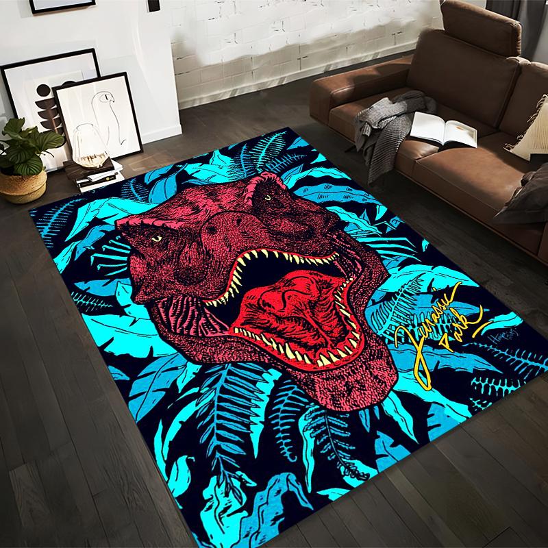 Dinosaur Printed Carpet with T-Rex Design, Blue Leaves Background Style Suitable for use as an anti-slip for living room bedroom sofas 40x60cm( 15x23in )
Dinosaur Printed Carpet with T-Rex Design, Blue Leaves Background Style Suitable for use as an anti-slip for living room bedroom sofas 40x60cm( 15x23in )