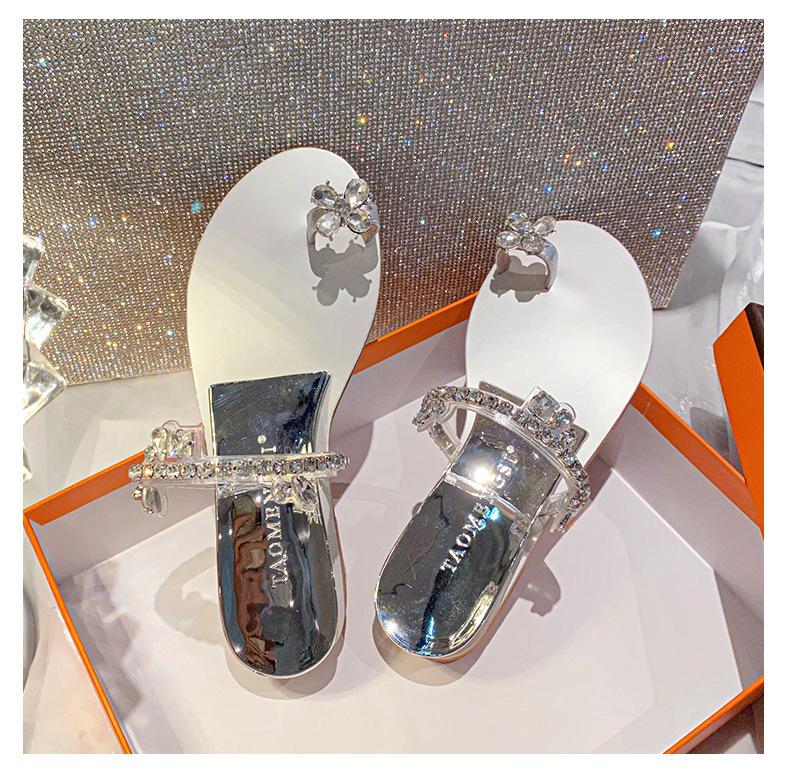 Виноградная мать того же стиля, фея ветер вспышка бриллиант слово с подъемом на носке каблук набор носок шлепанцы на плоской подошве, женские крутые шлепанцы для улицы 42