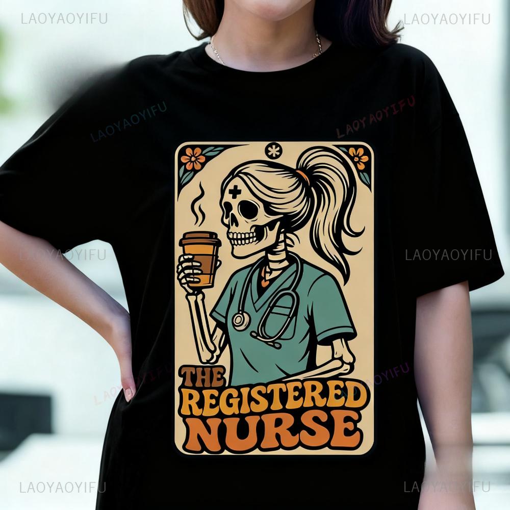 Retro Registered Nurse Shirt Skeleton Coffee Tee Tarot Card Nurse Gift Funny Appreciation Graduation Gift Tshirt Women Casual T 4XL
Retro Registered Nurse Shirt Skeleton Coffee Tee Tarot Card Nurse Gift Funny Appreciation Graduation Gift Tshirt Women Casual T 4XL