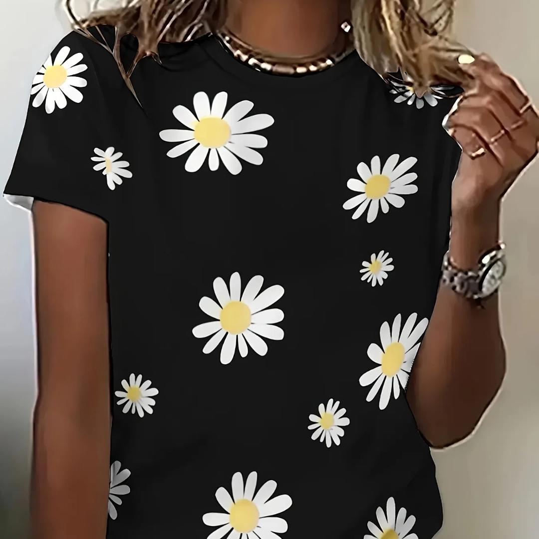 Женская футболка с принтом 3D Daisy, модная футболка с цветочным принтом, короткий рукав, повседневный топ, модный дизайн, летняя одежда S 
Женская футболка с принтом 3D Daisy, модная футболка с цветочным принтом, короткий рукав, повседневный топ, модный дизайн, летняя одежда S