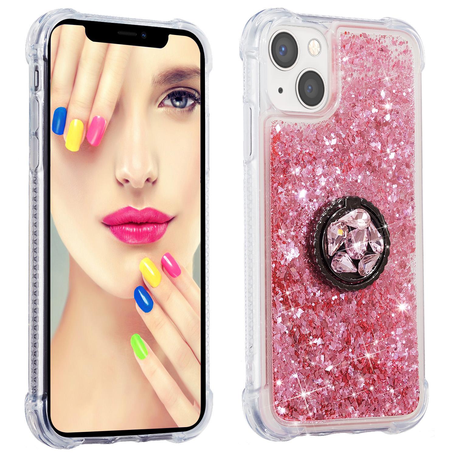 For iPhone 15 Soft TPU Phone Case Ring Holder Kickstand Phone Cover with Liquid Quicksand Sequin Pink
For iPhone 15 Soft TPU Phone Case Ring Holder Kickstand Phone Cover with Liquid Quicksand Sequin Pink